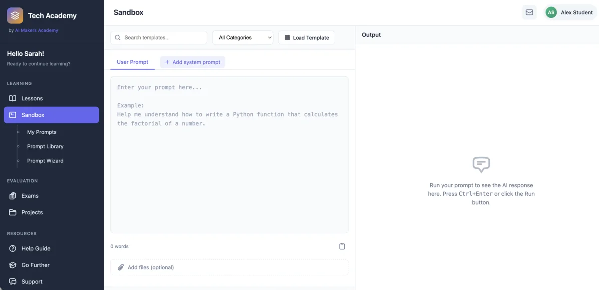 Sandbox IA - Interface de prompts